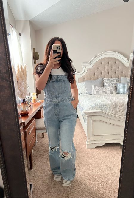 The cutest overalls ever!!! I was worried they’d be too long, but I’m 5’2 and they are the perfect length! I paired it with a white Ralph Lauren tee that has navy trim. Love the cut of the pants and ripped knees that are still modest! Love this look for fall, pumpkin patches, mom errands and feel it’s so versatile  PINK BLUSH MATERNITY DISCOUNT CODE: AMYSTRATTON25OFF

#LTKstyletip #LTKSeasonal #LTKfindsunder100