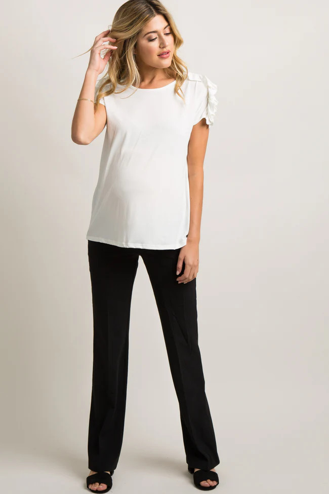 PinkBlush Black Straight Leg Maternity Dress Pants | PinkBlush Maternity