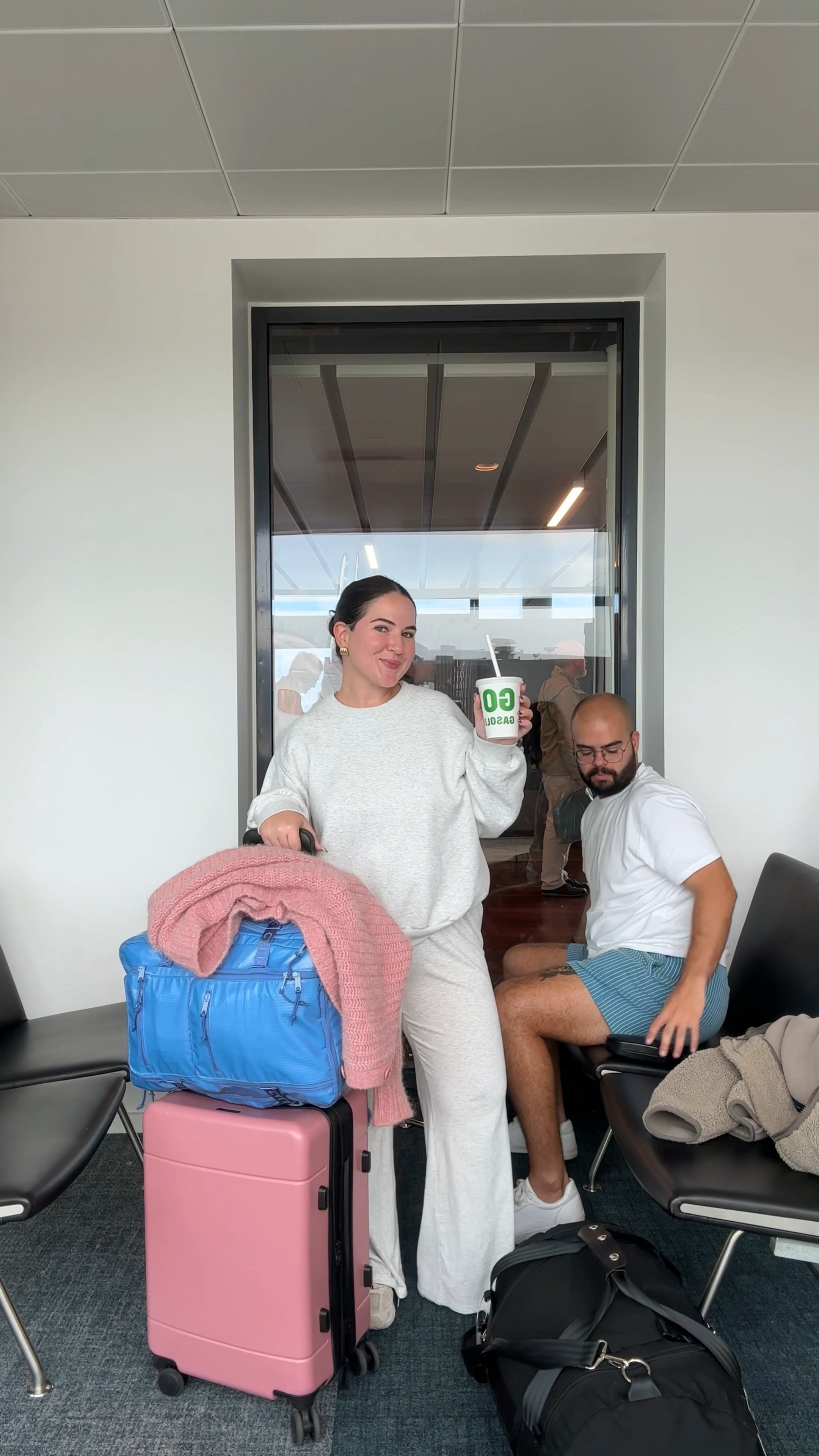 airport fit for a 23 hour travel day 😅✈️ this set was so comfy (wearing a M)! And if you don't have the viral Calpak bag yet... 10/10 recommend. Fits SO much and is considered a personal item (it fits under the seat). 😌 // travel outfit, travel day, airport outfit, matching set 

#LTKTravel #LTKFindsUnder50 #LTKVideo