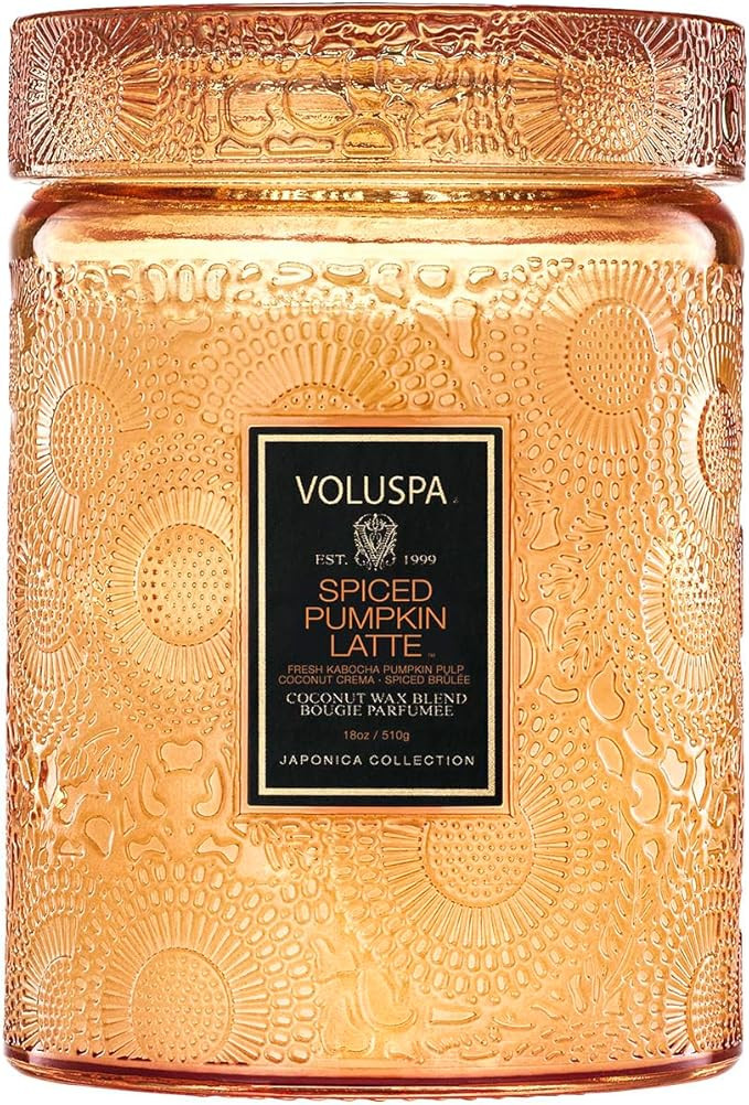 Voluspa Spiced Pumpkin Latte, Large Candle Jar, 18 Ounce, 100 Hour Burn Time, & Coconut Wax for C... | Amazon (US)