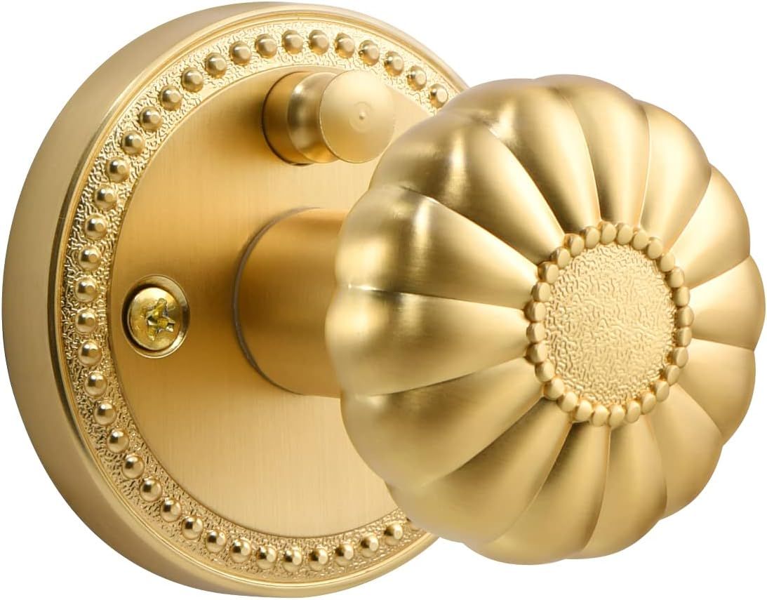 Gold Door Knobs Privacy Door Knob Satin Brass Door Knob Interior Brushed Gold Door Knobs for Bedr... | Amazon (US)