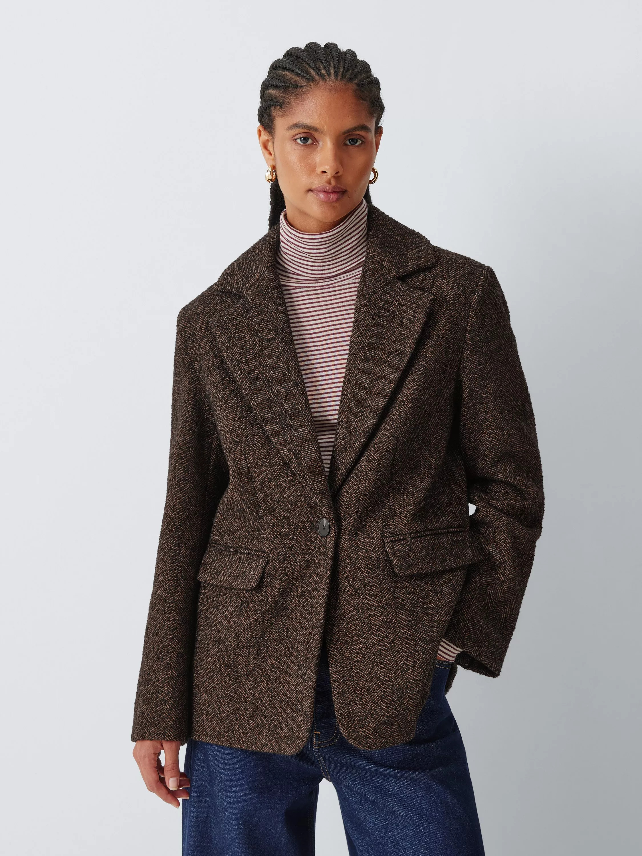 Herringbone Blazer, Chocolate | John Lewis (UK)