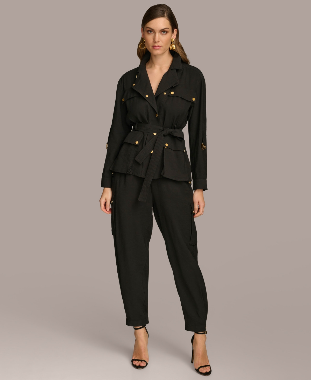 Donna Karan New York Women's Belted Utility Jacket - Black | Macy's