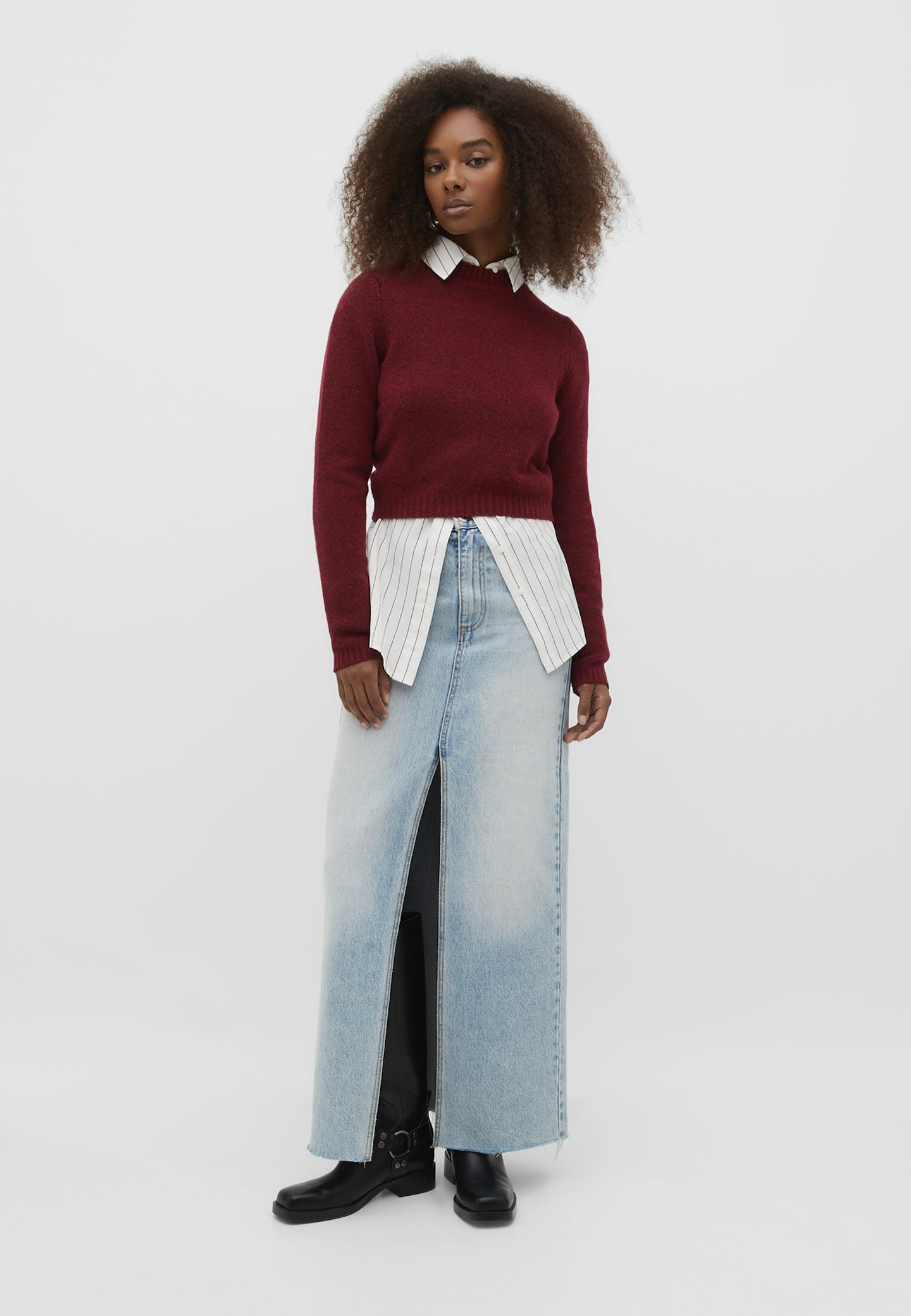 Vintage denim maxi skirt | Stradivarius (UK)