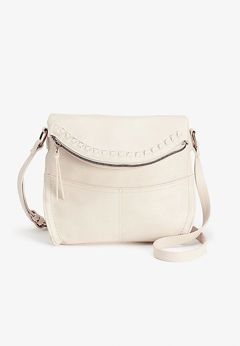 White Woven Front Crossbody Bag | Maurices