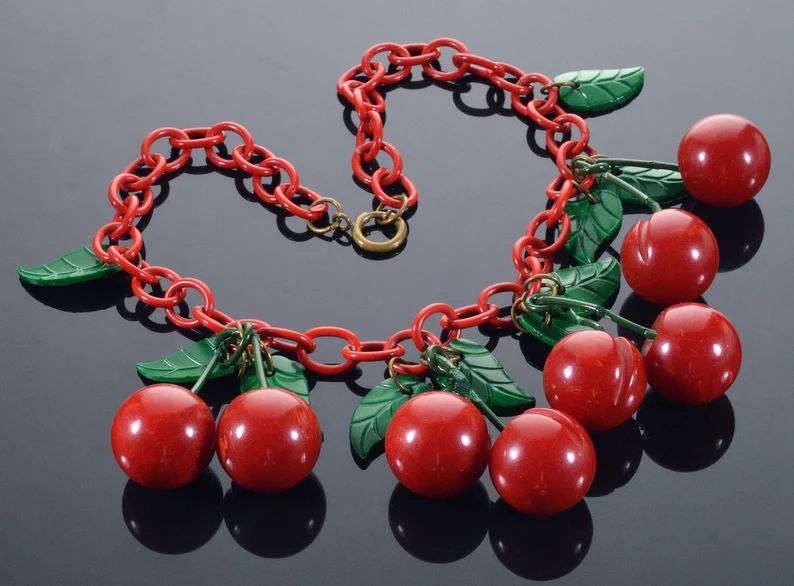 Iconic Red Cherry Bakelite Necklace C.1930 - Etsy UK | Etsy (UK)