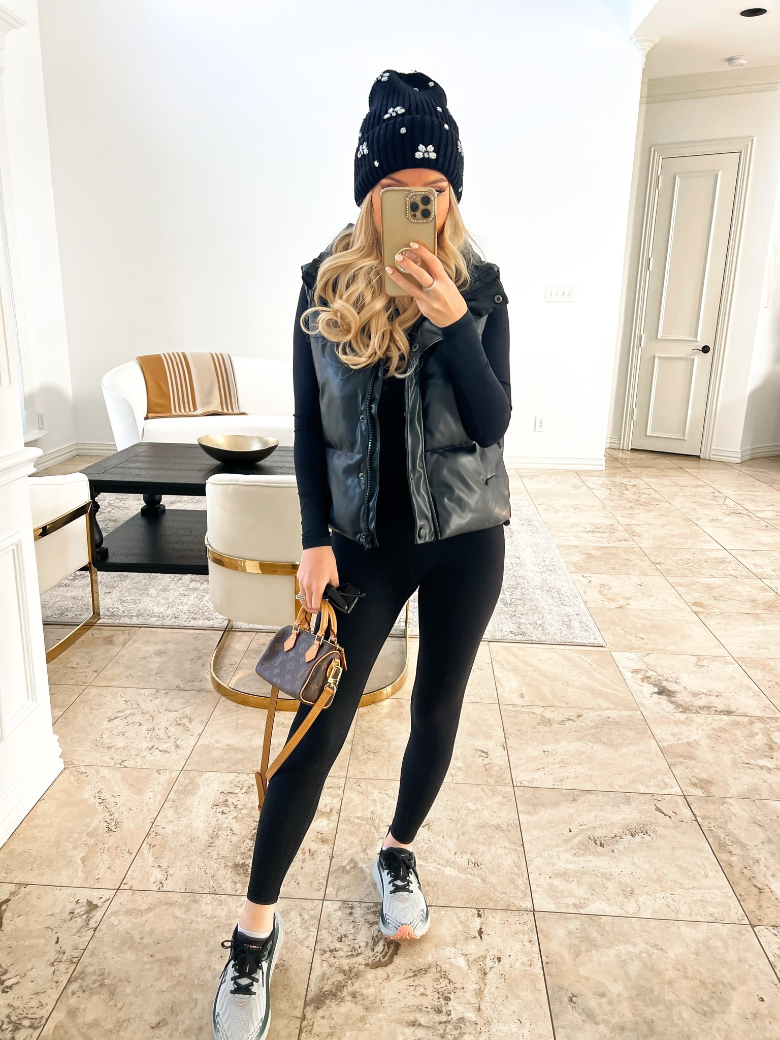 Winter active outfit. Faux leather puffer vest. Amazon fashion. Amazon leggings. Walmart fashion. Trail shoes 

#LTKfitness #LTKshoecrush #LTKSeasonal