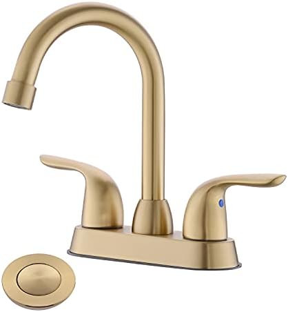Amazon.com: YardMonet Bathroom Sink Faucet Brushed Gold, 2-Handle Bathroom Faucet, 4 Inch Centers... | Amazon (US)