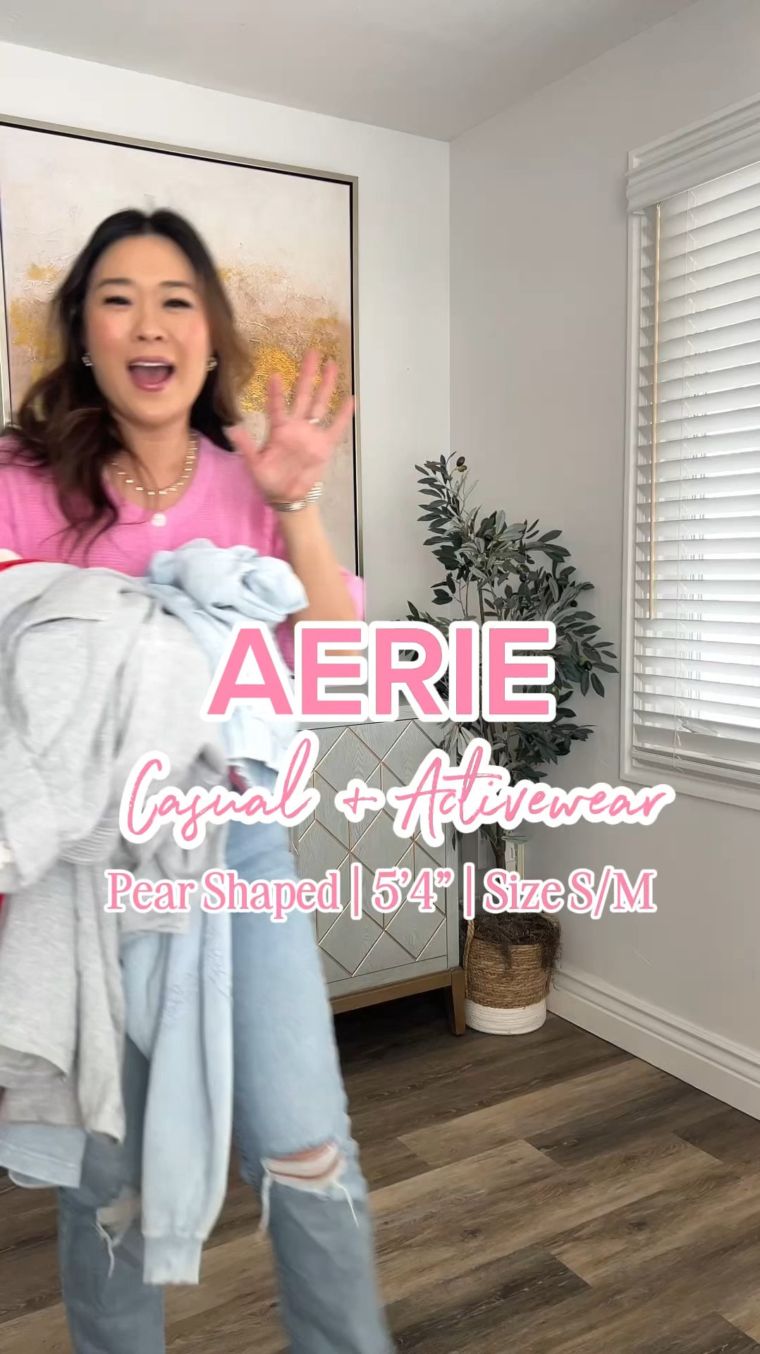 Aerie Casual and Activewear - a lot of it is 25-70% off right now!!
Pink Cardigan: Medium
Levi’s Denim: 29
Blue Crochet Sweatshirt: Medium
Blue Pants: Medium (need Small)
Blue Shorts: Medium
Striped Sweater: Medium (could have done Small)
Brown Flare Leggings: Medium Short
Red Bra: Small (need Medium)
Red Shine Leggings: Medium
Zip Up Hoodie: Medium
Grey Pullover: Medium
Grey Pants: Small 
