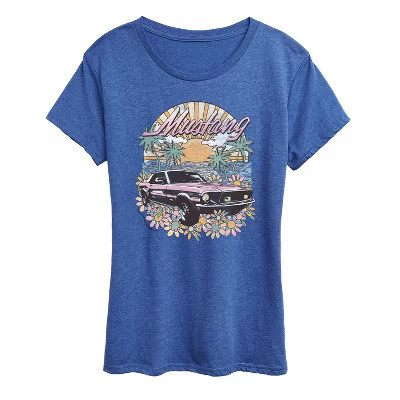 Women's Ford Mustang Short Sleeve Graphic T-Shirt - Heather Royal Blue - Medium | Target