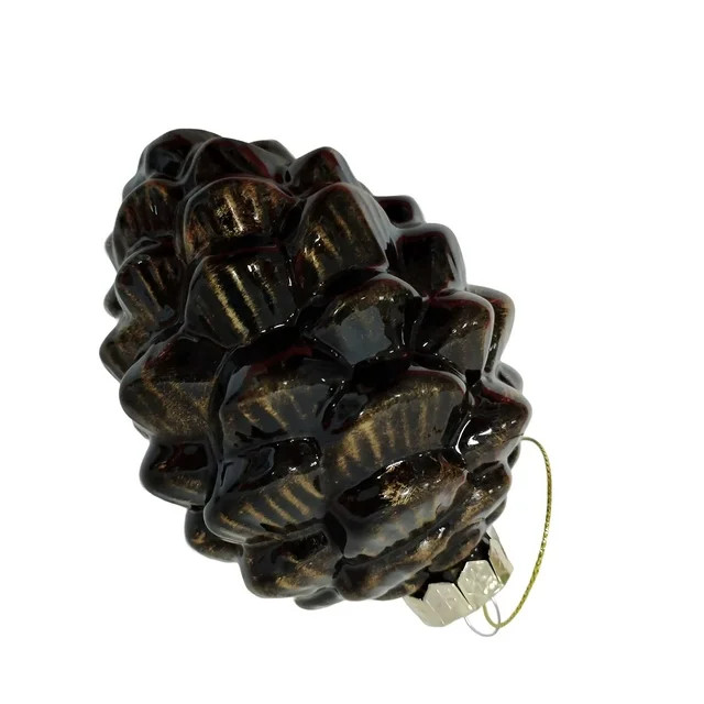 Christmas Set of 6 Brown Color Pinecone Glass Hanging Ornament, 1.01 lbs, by Holiday Time | Walmart (US)