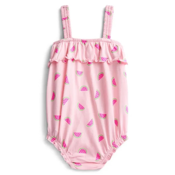 Wonder Nation Baby Girls' Ruffle Print Tank Romper, Sizes 0M-24M | Walmart (US)