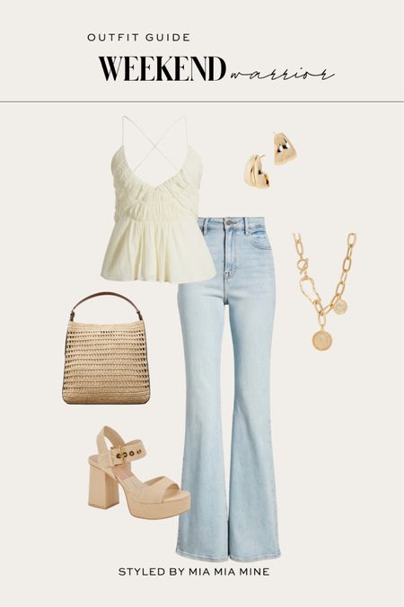 Weekend outfit ideas / summer outfit
Nordstrom white cami 
Nordstrom flared jeans under $100
Dolce vita raffia sandals  

#LTKSeasonal #LTKFindsUnder50 #LTKFindsUnder100