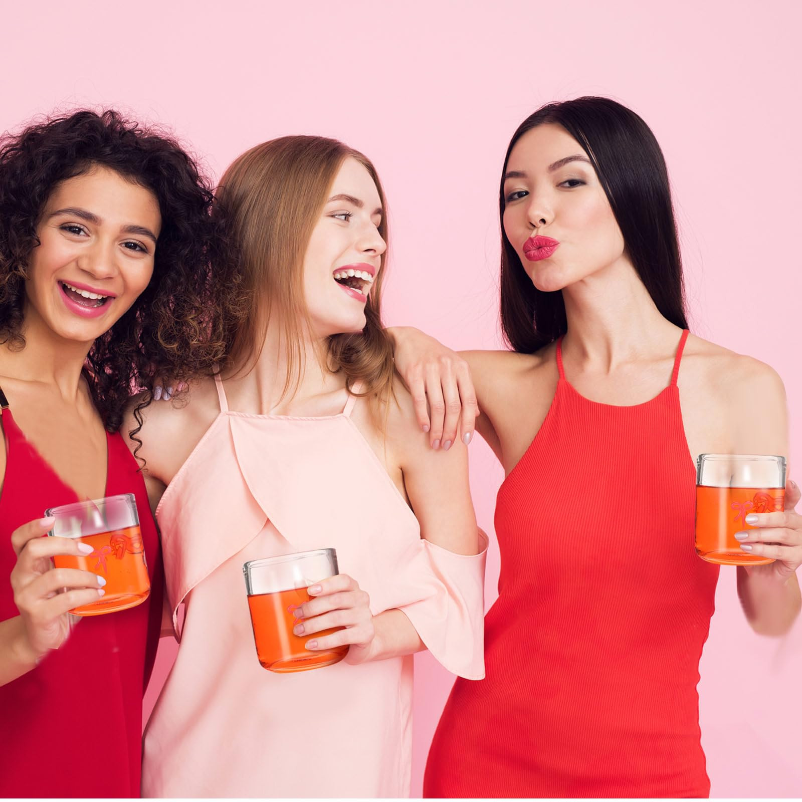 Skylety 2 Pack Bow Icon Juice Glass Coquette Bow Aesthetic Cup 14 ounce Double Old Fashioned Icon... | Amazon (US)