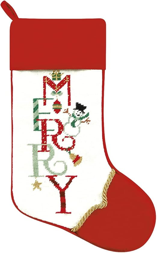 C&F Home Needlepoint Stocking Merry White | Amazon (US)