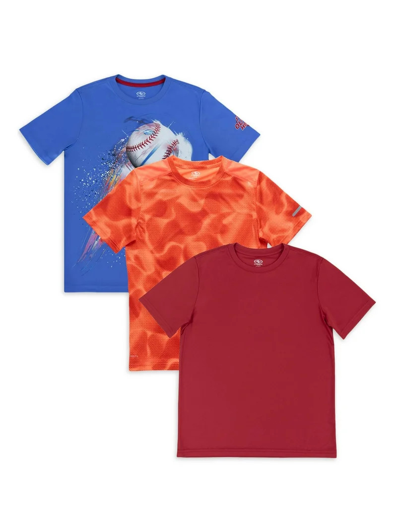 Athletic Works Boys Active Solid & Graphic Short Sleeve T-shirt, 3-Pack, Sizes 4-18 & Husky | Walmart (US)