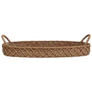 32" Decorative Oval Woven Seagrass Tray with Handles | Michaels Stores