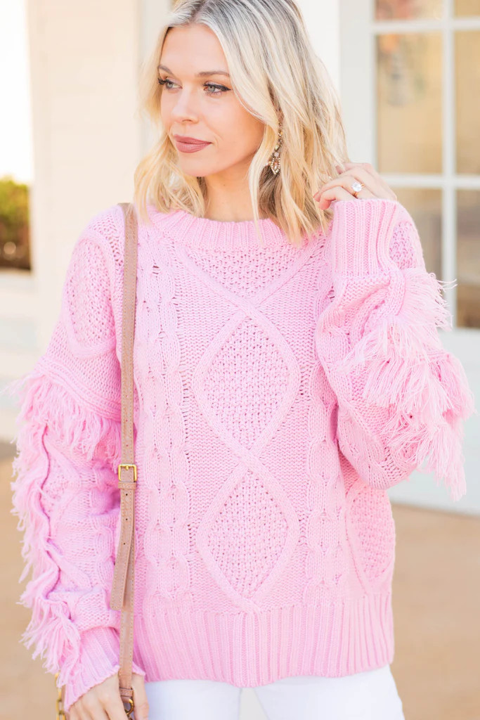 All Or Nothing Pink Fringe Sweater | The Mint Julep Boutique
