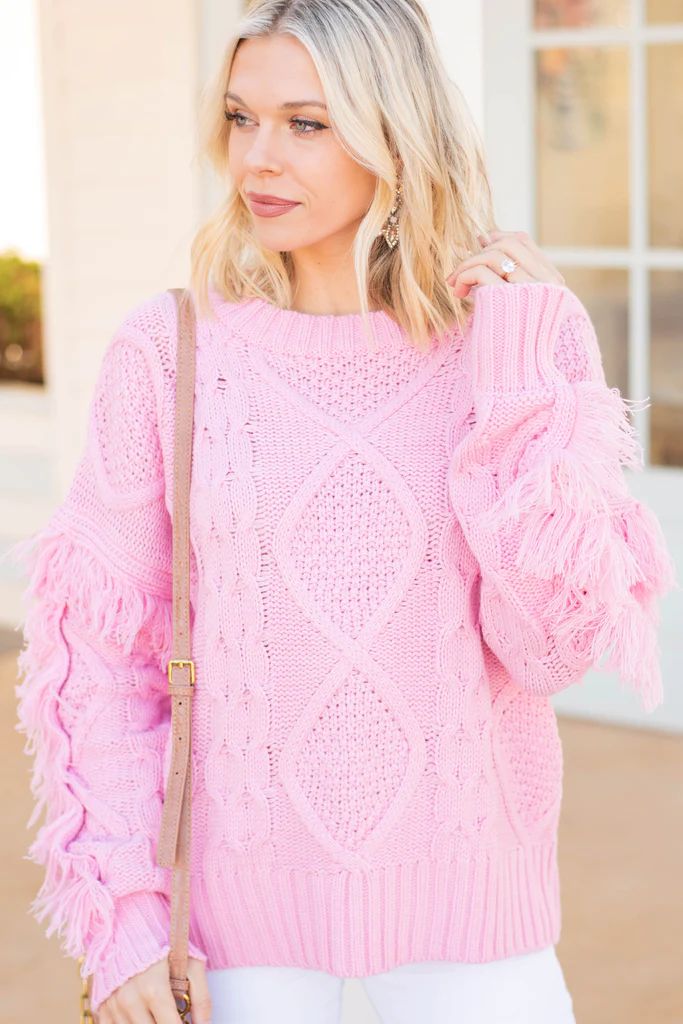All Or Nothing Pink Fringe Sweater | The Mint Julep Boutique