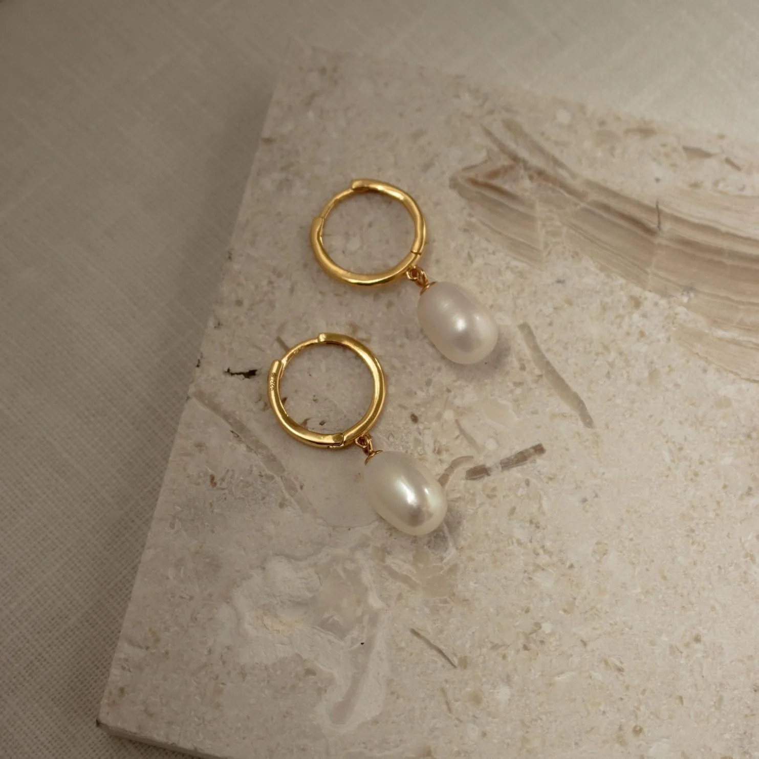 Maggie Pearl Drop Hoops | Caitlyn Minimalist