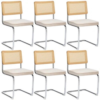 Crumley 20" H Upholstered Cantilever Side Chair With Cane Rattan Back And Steel Frame | Wayfair North America