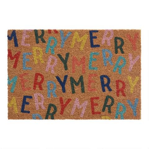 Multicolor Merry Merry Coir Doormat | World Market