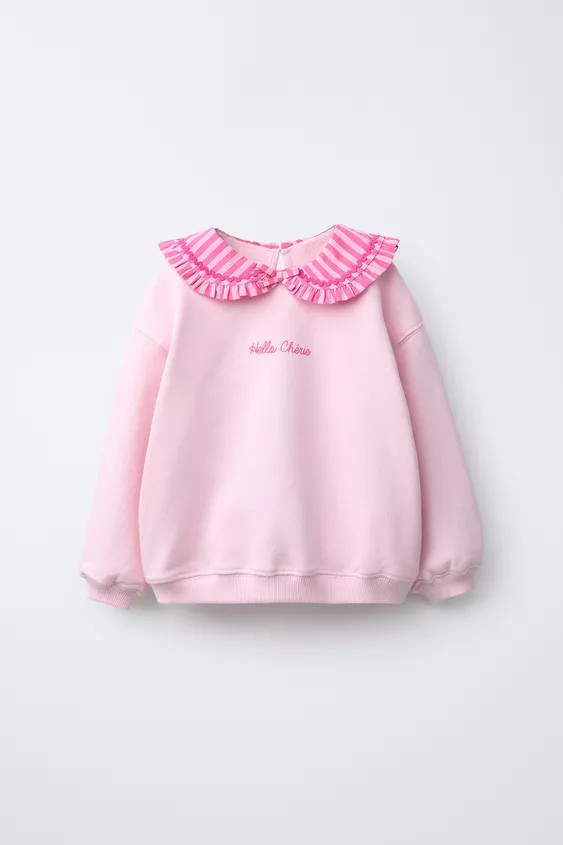 PETER PAN COLLAR SWEATSHIRT WITH RICKRACK TRIM | Zara UK