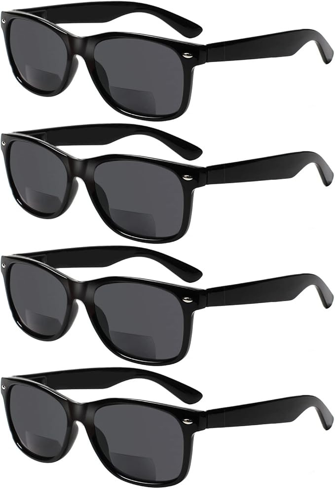 4 Pack Bifocal Reading Glasses Grey Lens Spring Hinge Outdoor Sunglasses Fashion Bifocal Sun Read... | Amazon (US)