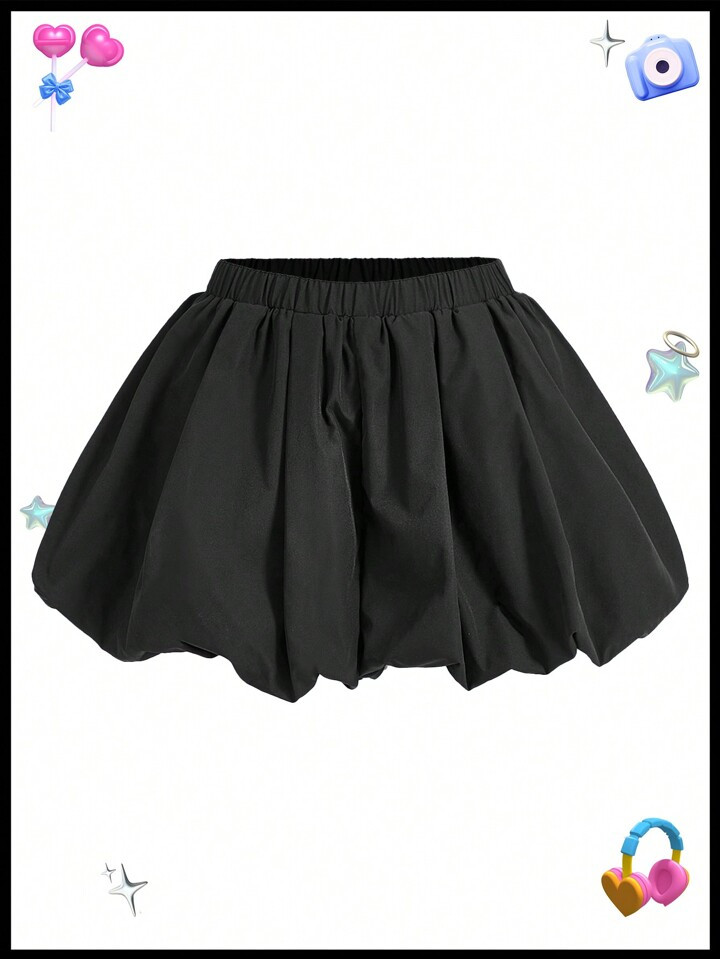 SHEINNeu Women's Solid Color Elastic Waist Bubble Skort | SHEIN
