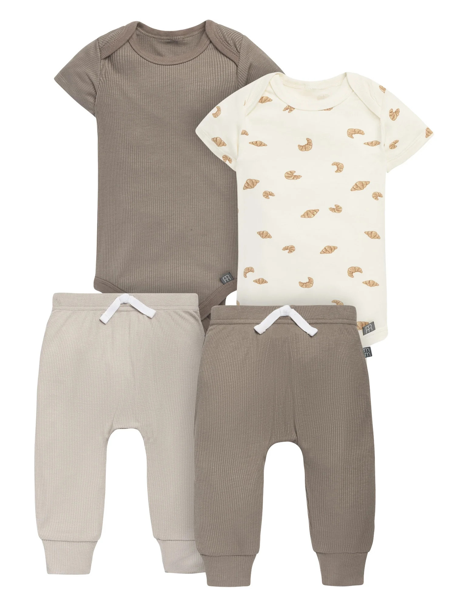 Modern Moments by Gerber Baby Neutral Super Soft Bodysuit and Pant, 4-Piece Outfit Set, Sizes New... | Walmart (US)