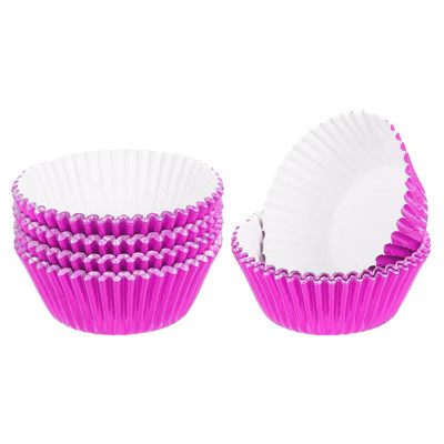 Unique Bargains Greaseproof Metallic Easy Release Baking Cups Standard 300 Pcs Pink | Target