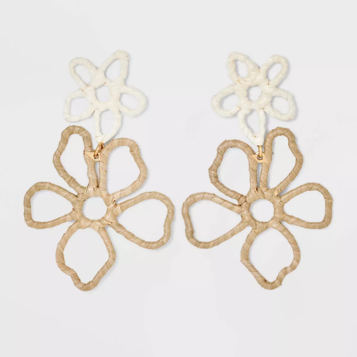 Post Two Flower Rafia Hollow Earrings - A New Day™ | Target