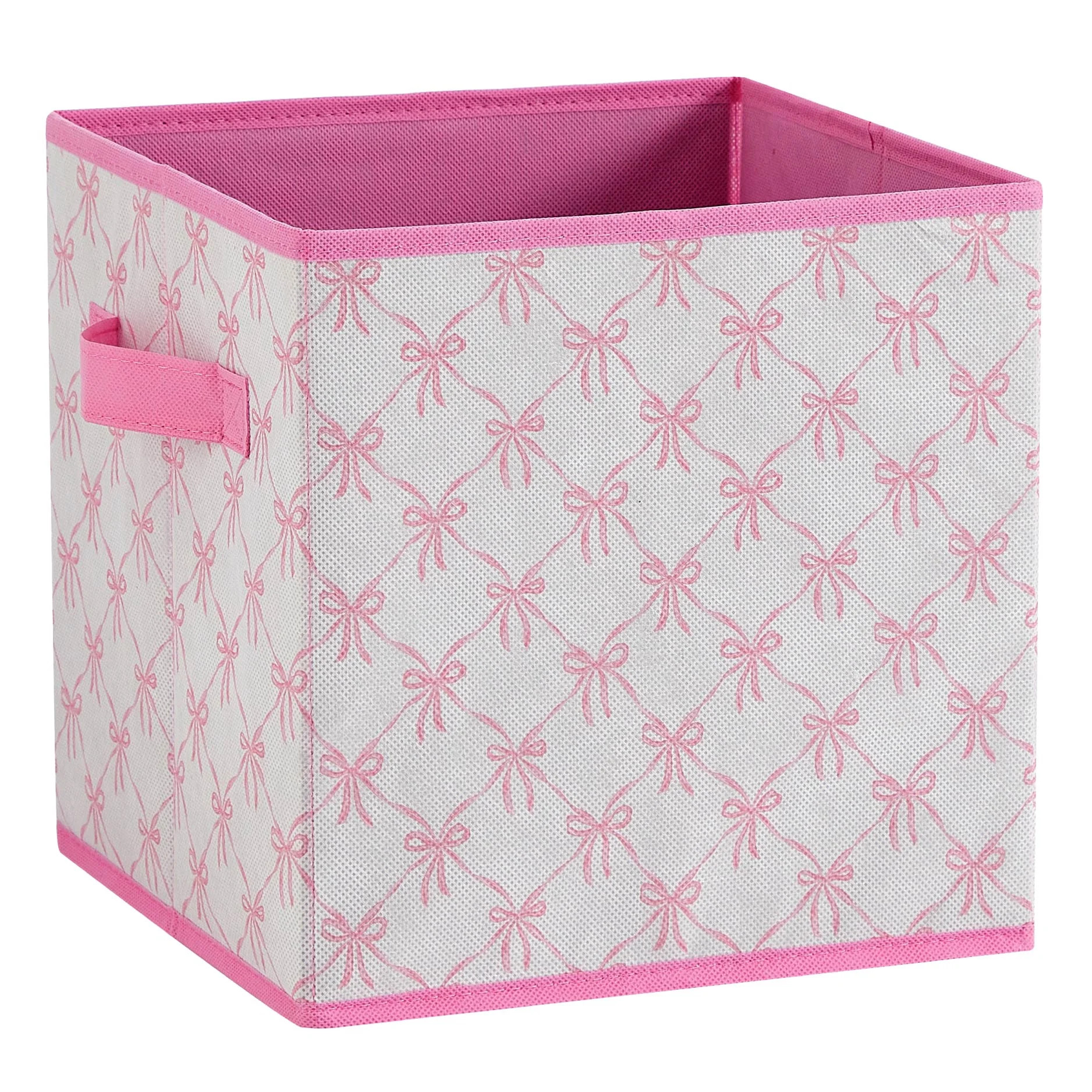 Urban Shop Petals and Pearls Collapsible Storage Cube, Ribbon Pink | Walmart (US)