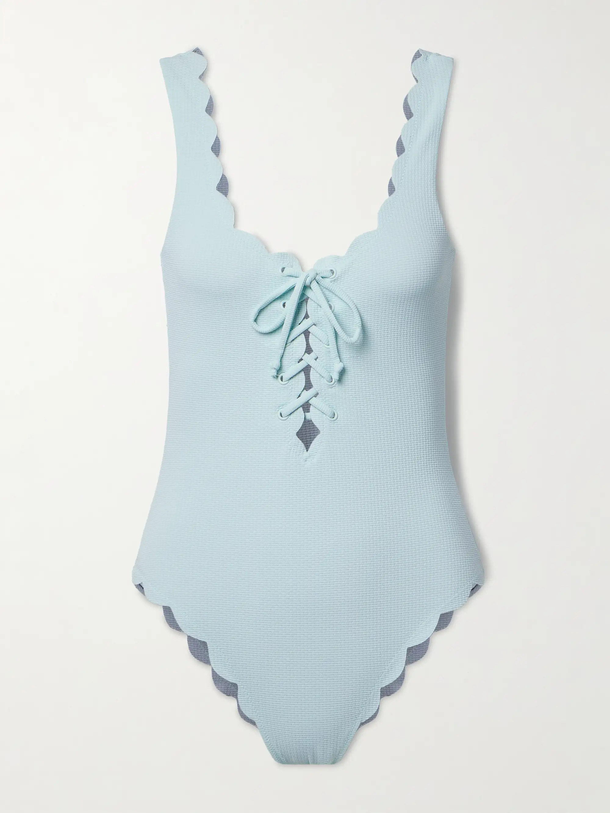 MARYSIAPalm Springs reversible scalloped seersucker swimsuit | NET-A-PORTER (US)