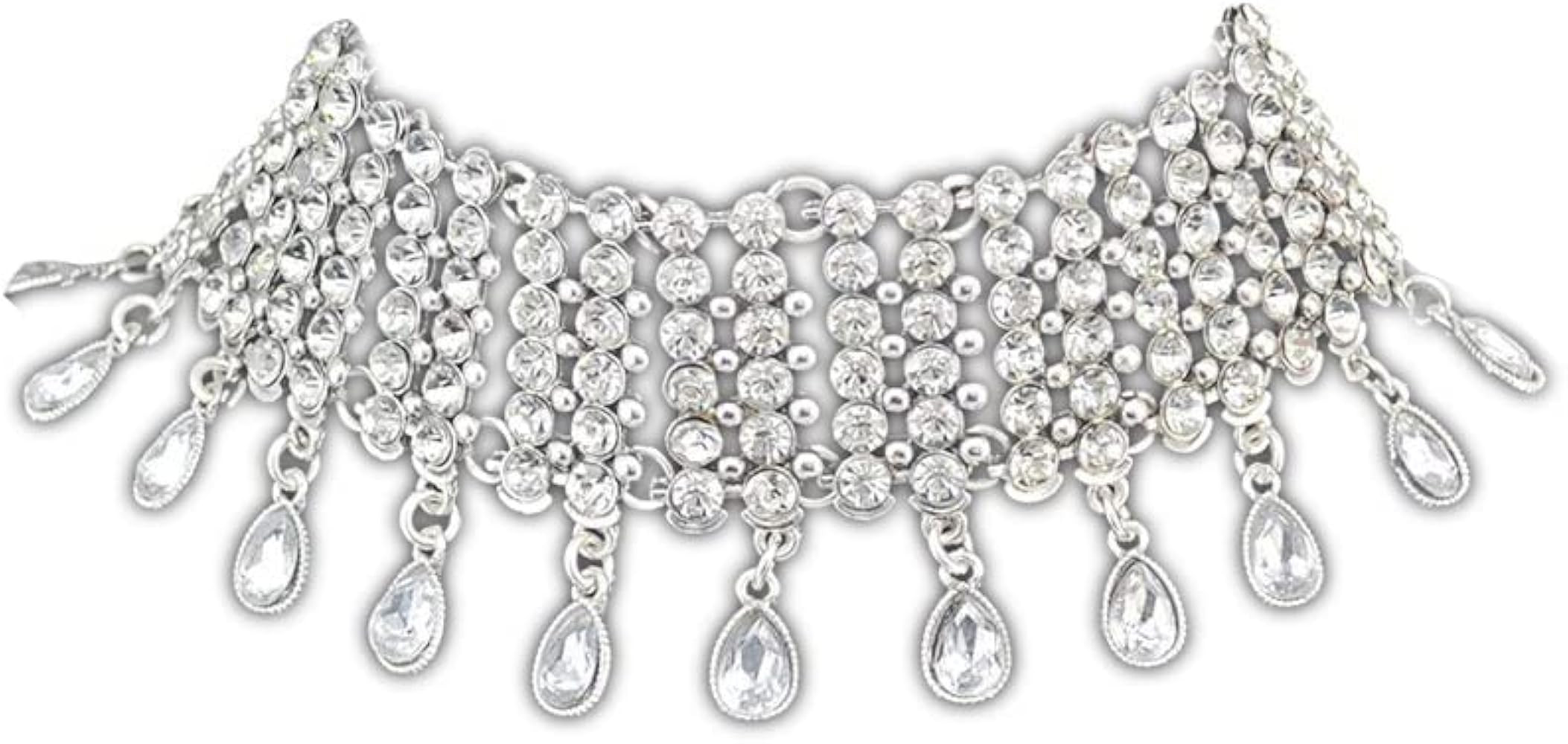 Joygulls Sexy Shining Crystal Full Rhinestone Choker Necklace Water Drop Pendant Necklace Stateme... | Amazon (US)