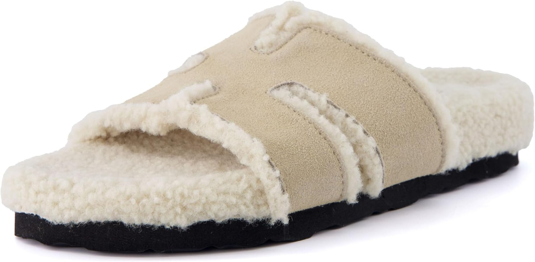 CUSHIONAIRE Women's Cuddle Fur Faux Shearling lined slide sandal +Memory Foam, Wide Widths Availa... | Amazon (US)