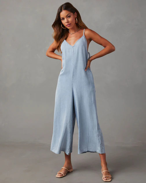 Fontana Tencel Jumpsuit - Light Denim Blue | VICI