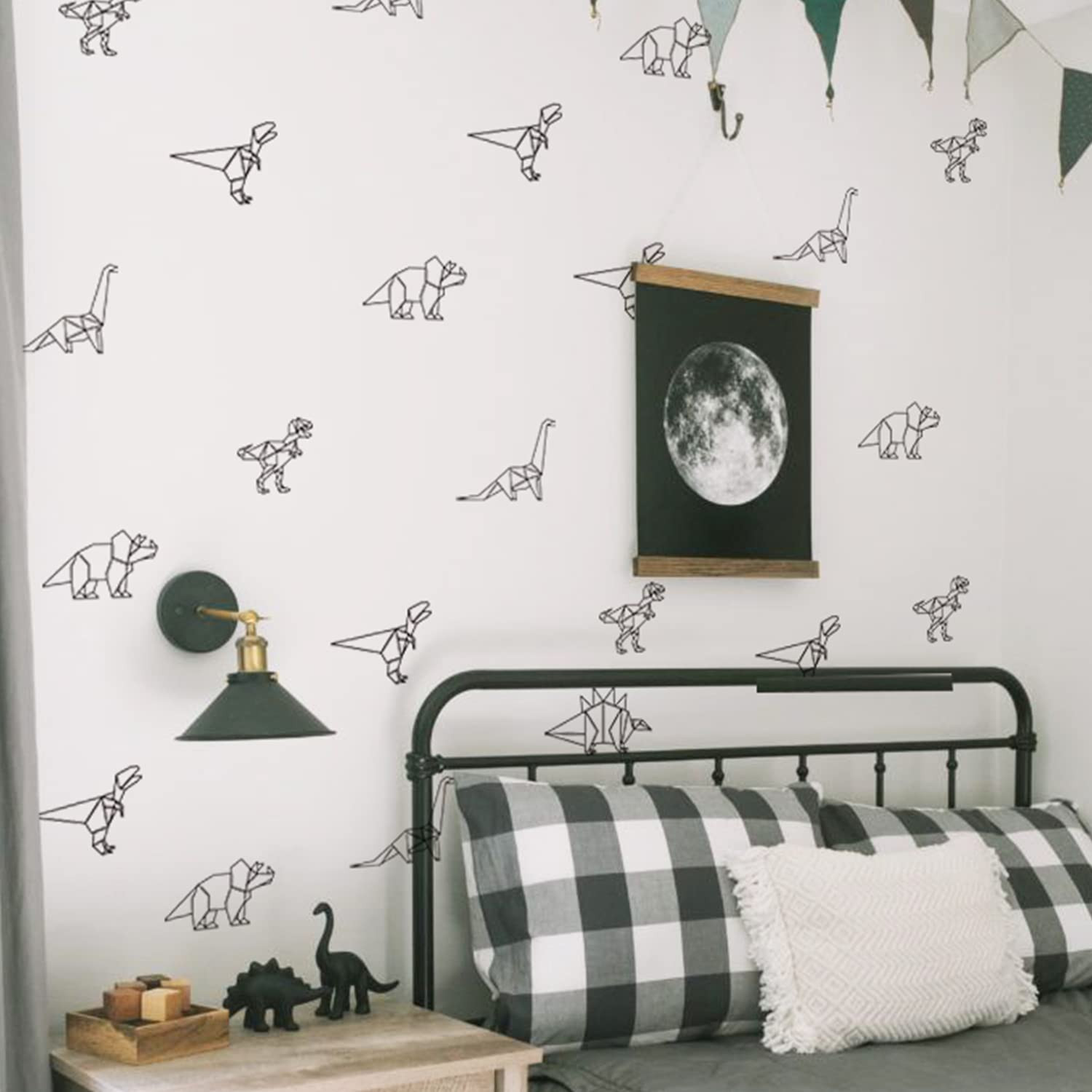 QUCHENG Dinosaur Wall Decals Animal Boys Bedroom Stickers Removable Decor Nursery Kids Room Moder... | Amazon (US)