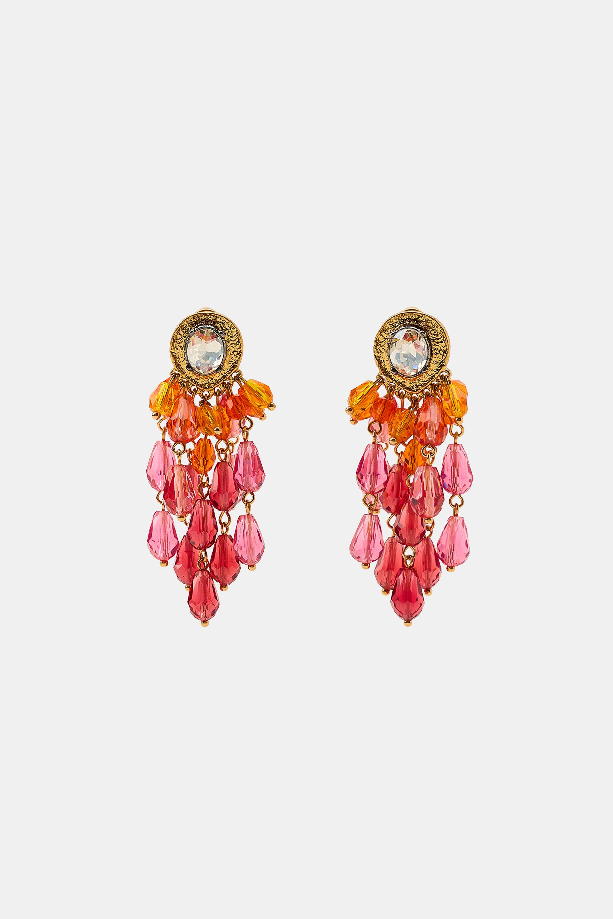 JEWEL BEADED CASCADE EARRINGS | Zara US