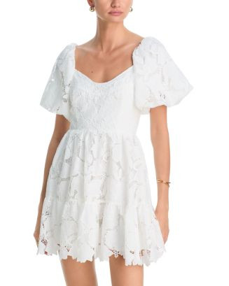 Embroidered Eyelet Puff Sleeve Mini Dress - Exclusive | Bloomingdale's (US)