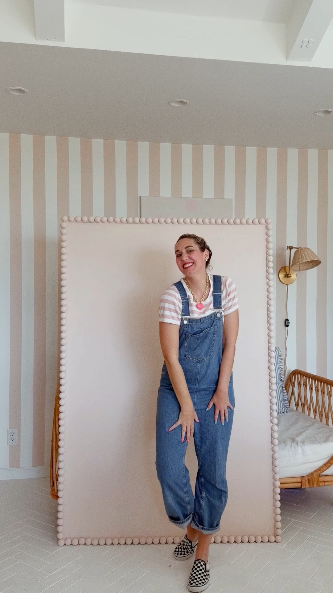* DIY giant pegboard but make it pink Ar
Painted this beauty the softest blush pink and added the cutest little ball trim for a playful vintage fee! ✨Obsessed
with how it turned out!

#LTKSeasonal #LTKstorytime #LTKHome