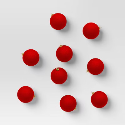 9ct 80mm Christmas Flocked Ball Ornament Set - Wondershop™ | Target