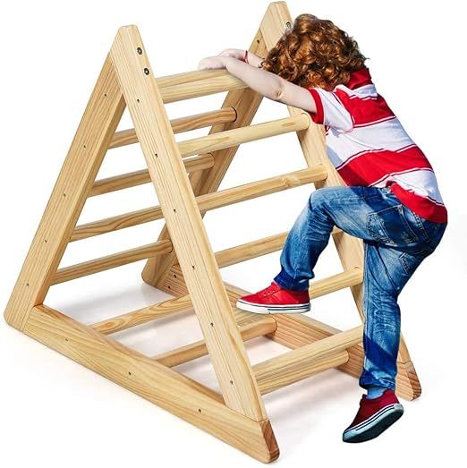 Costzon Wooden Climbing Triangle Ladder, Triangle Climber with Climbing Ladder for Toddlers, Indo... | Amazon (US)