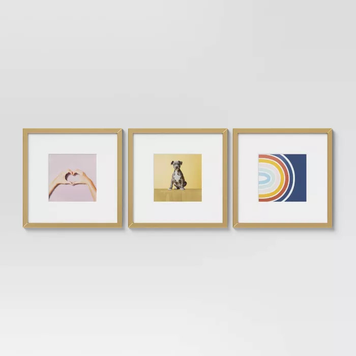 (Set of 3) 14.5" x 14.5" Matted to 8" x 8" Gallery Frames - Room Essentials™ | Target