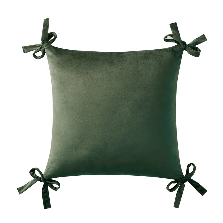 My Texas House 20" x 20" Green Velvet Bow Decorative Pillow Cover - Walmart.com | Walmart (US)