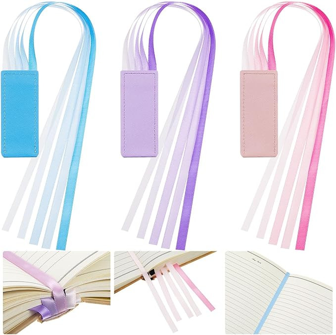 Outus 3 Pieces Bible Ribbon Bookmark Markers Artificial Leather Bookmark with Colorful Ribbons fo... | Amazon (US)