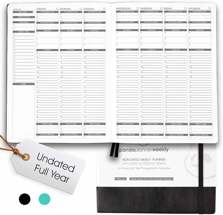 Panda Planner Weekly 2026, Undated Weekly Planner for Office, School & Home – 8"x11" Soft Vegan... | Amazon (US)