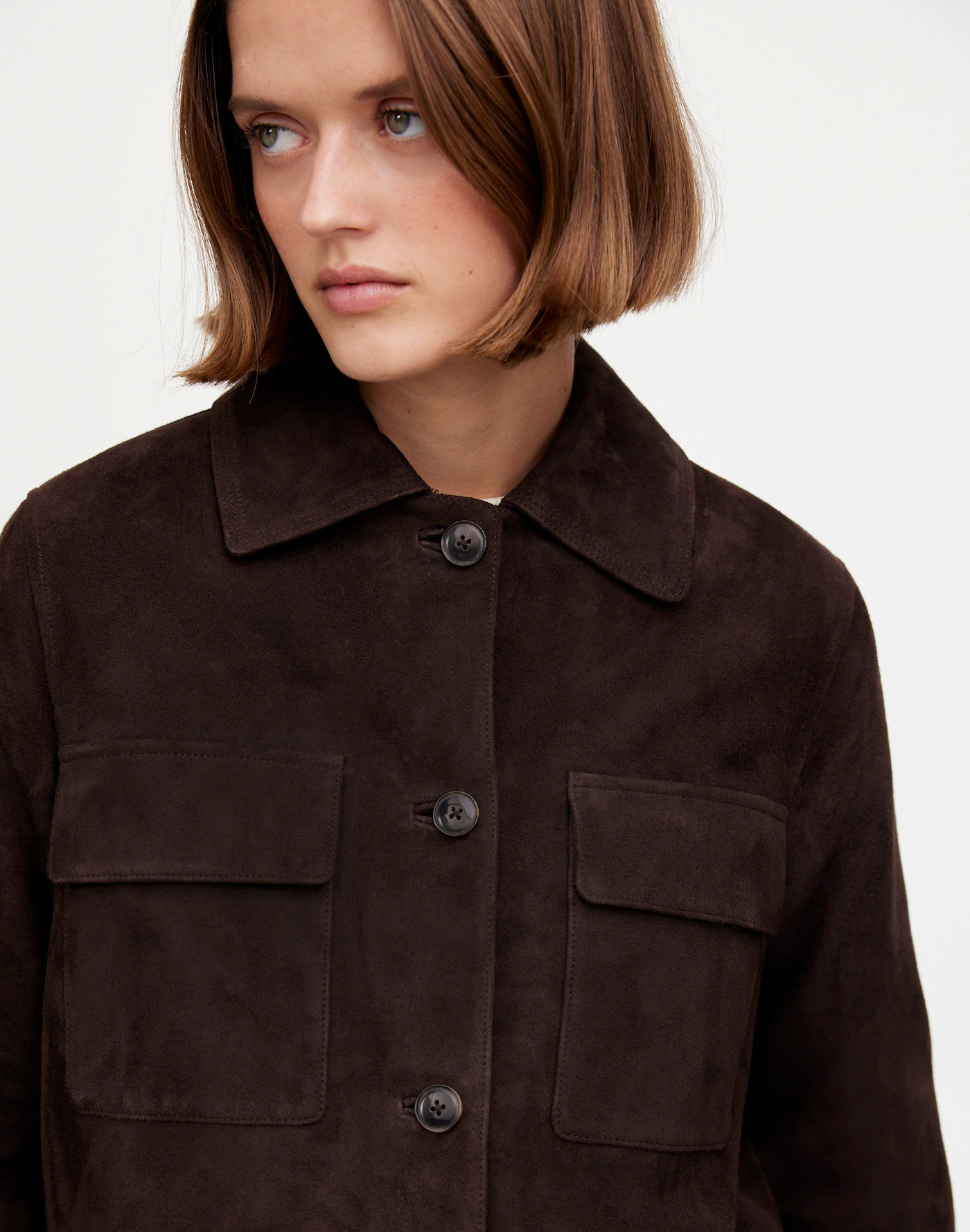 Stitched-Collar Shirt-Jacket in Suede | Madewell