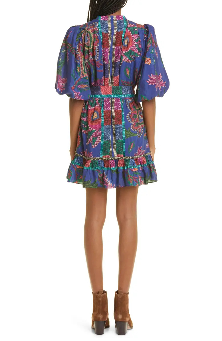 Sunset Tapestry Belted Cotton Blend MinidressFARM RIO | Nordstrom