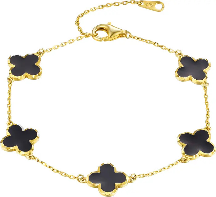 FZN 14K Gold Plated Sterling Silver Clover Station Chain Bracelet | Nordstromrack | Nordstrom Rack